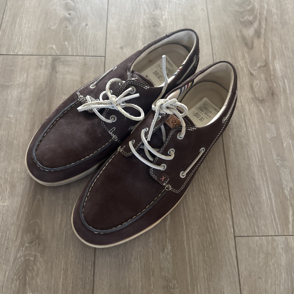 ECCO Men's Brown Suede Leather Boat Shoes Size EU 45 US 11.5